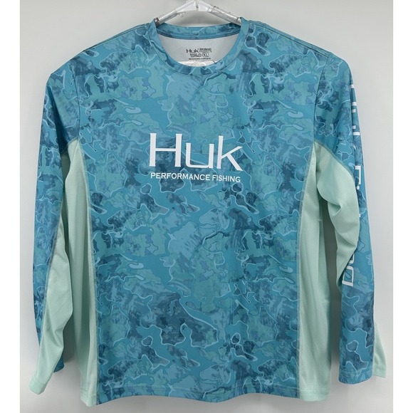 Huk Performance Fabrics Long Sleeve Pullover Fishing Shirt Blue Men's Size XL - Picture 1 of 6